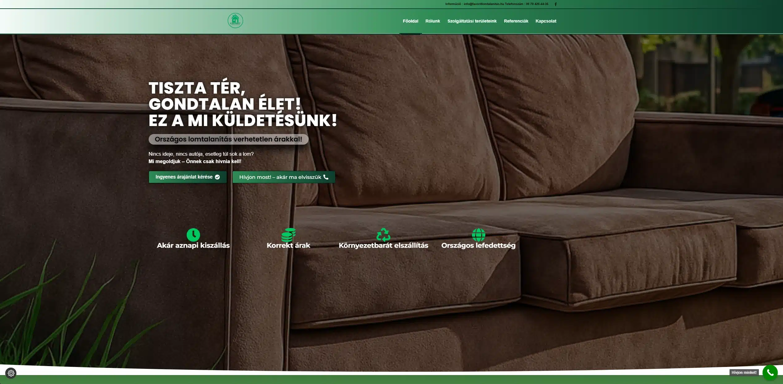Website portfolio case Favorit Lomtalanítás